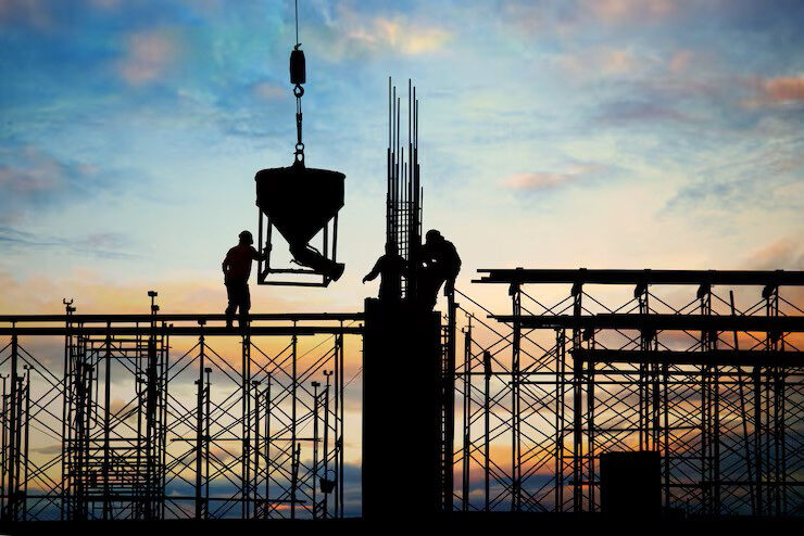 EOCT crane silhouette at sunset